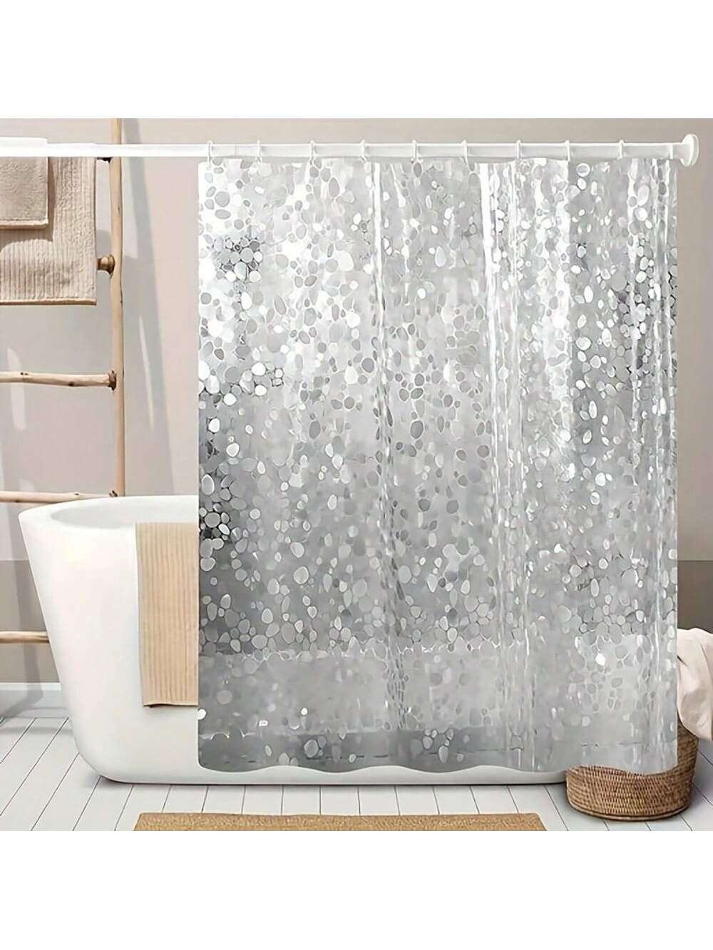 This waterproof and odorless <a href="https://canaryhouze.com/collections/shower-curtain" target="_blank" rel="noopener">shower curtain</a> is made of fashion pebble Eva material, providing a durable and stylish solution for your bathroom. Designed to be transparent, it lets light in while ensuring privacy. Plus, no hooks are needed, making installation hassle-free. Experience a more enjoyable and hygienic shower experience with this functional and modern curtain.