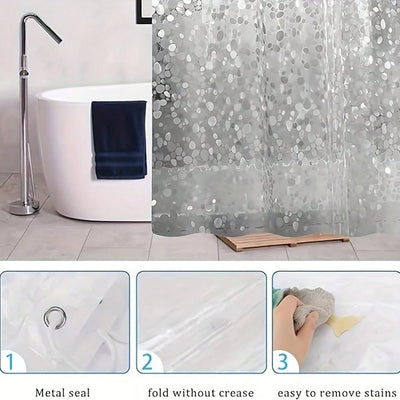 Waterproof Fashion Pebble Eva Shower Curtain - Odorless and Transparent, No Hooks Needed