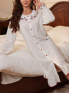 Mint Green Lace Sleeves: Women's Embroidered Pajama Night Dress