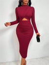 Chic Mock Neck Cut-Out Ruched Bodycon Dress - Elevate Your Style!