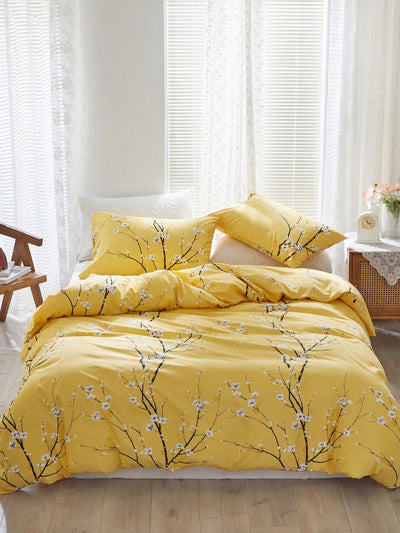 Plum Blossom Paradise: Decorate Your Bedroom with This Stunning Bedding Set