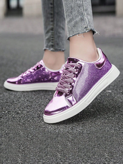 Step up your shoe game with our Sparkling Rhinestone Sneakers! These stylish and sporty leisure footwear for women feature shining rhinestones that will elevate any outfit. With comfort and fashion in mind, these sneakers are perfect for any occasion. Step out in style and make a statement with these on-trend sneakers.