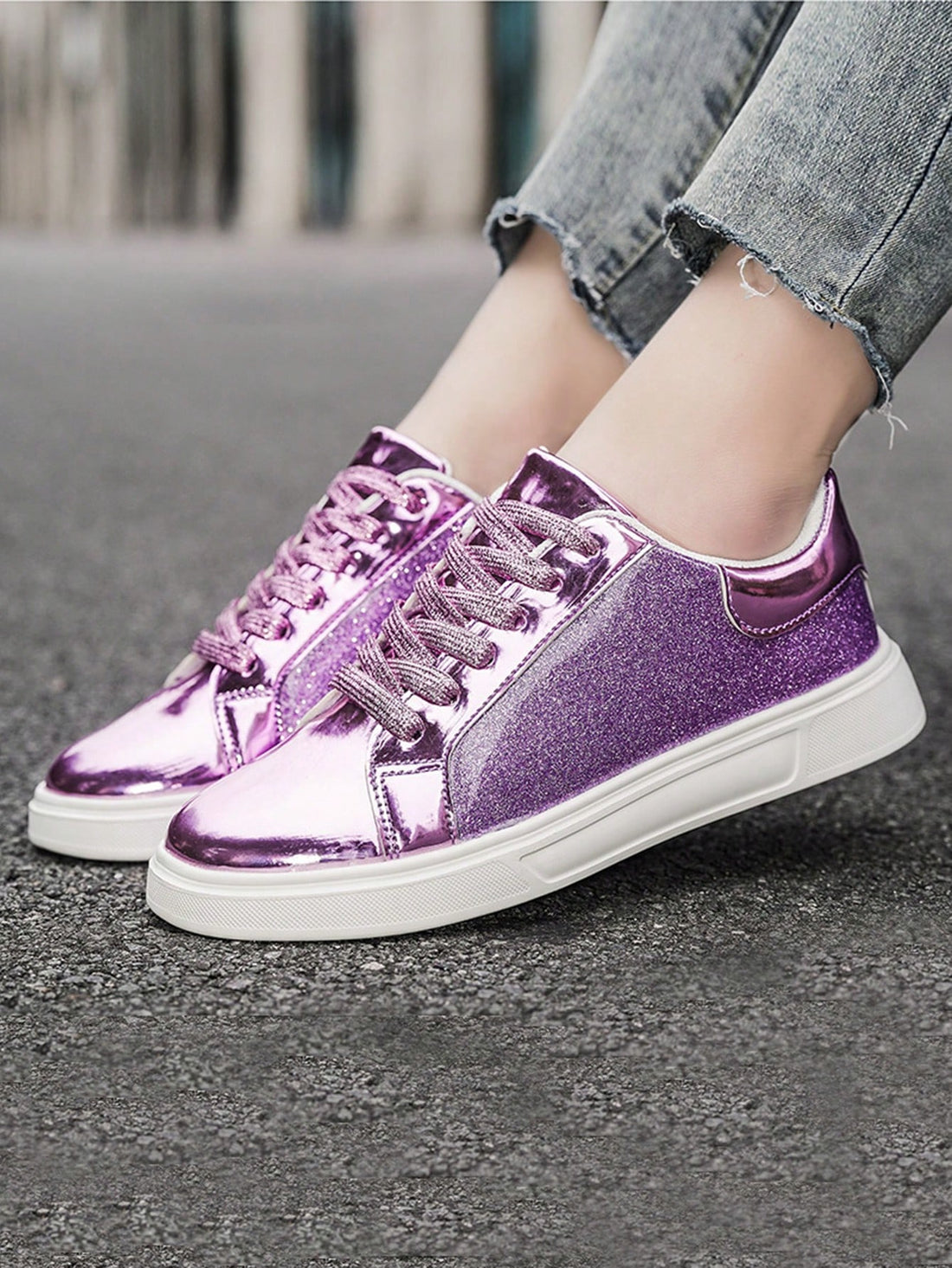 Step up your shoe game with our Sparkling Rhinestone Sneakers! These stylish and sporty leisure footwear for women feature shining rhinestones that will elevate any outfit. With comfort and fashion in mind, these sneakers are perfect for any occasion. Step out in style and make a statement with these on-trend sneakers.