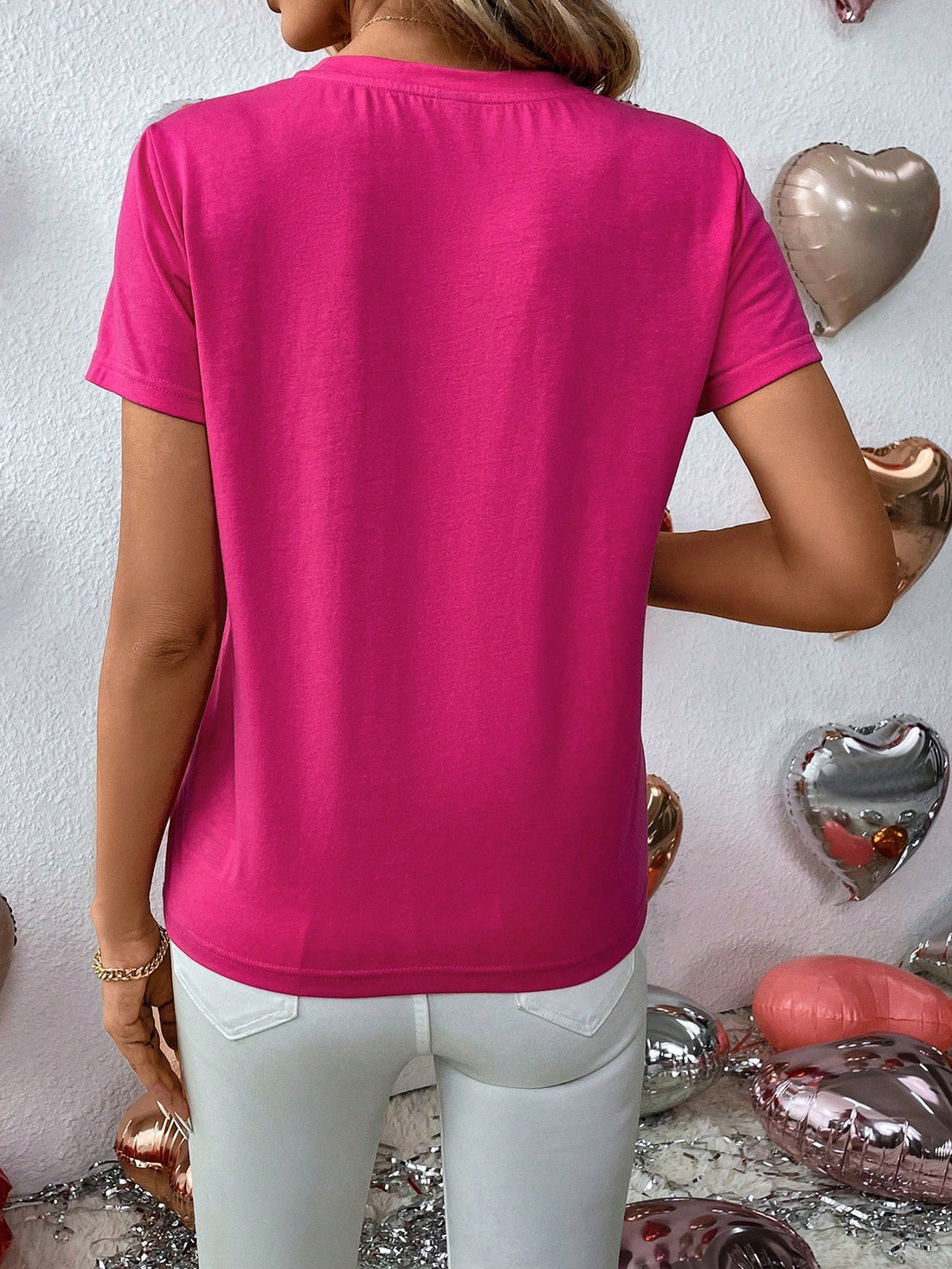 Spread the love with our Sparkling Love t-shirt! This heart-shaped sequin pink t-shirt is the perfect outfit for Valentine's Day. With sparkling sequins and a playful design, it's sure to make you stand out. Who needs cupid's arrow when you've got this shirt? (but we won't judge if you use both!)