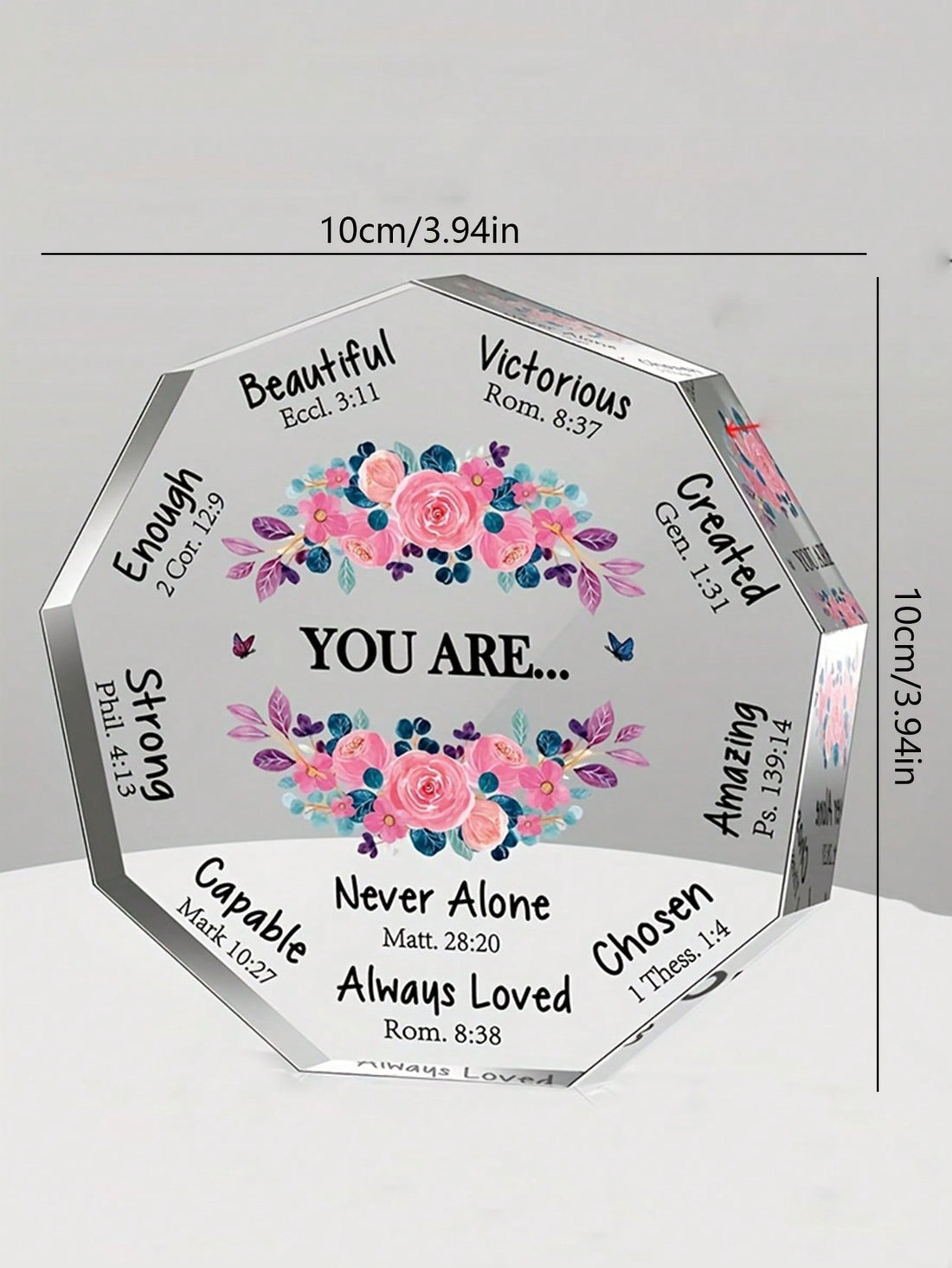 Send uplifting vibes to your female friends with this inspirational acrylic plaque. It's a thoughtful and unique gift that will bring comfort and inspiration to their daily lives. Perfect for spiritual friends, this plaque will remind them of the power of faith and friendship.
