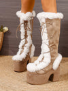 Y2K Punk Chic: Knee-High Plush Thick Boots for Trendsetting Women