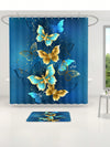 Bohemian Butterfly Shower Curtain & Anti-Slip Bath Mat Set - Waterproof & Insulated Home Decor