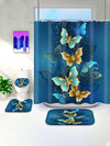 Bohemian Butterfly Shower Curtain & Anti-Slip Bath Mat Set - Waterproof & Insulated Home Decor