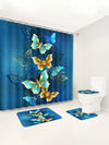 Bohemian Butterfly Shower Curtain & Anti-Slip Bath Mat Set - Waterproof & Insulated Home Decor