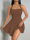 Flaunt Your Figure: Women's Solid Color Halter Neck Dress