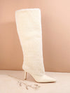 Chic Plus Size Fleece Mid-Calf High Heel Boots for Stylish Everyday Elegance