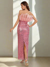 Shimmering Belle: Sequin Patchwork Pleated Evening Dress