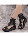 Chic Roman Style Waterproof Platform Black Sandals for Women - Elevate Your Summer Style