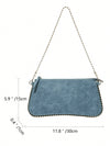 Vintage Denim Blue Asymmetric Beaded Chain Shoulder Bag: Add Personality to Your Look!