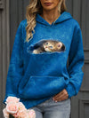 Playful Feline Fun Sweatshirt: Women's Round Neck Cat Print Sweater