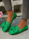 Classic Green Plus Size Round Toe Flat Shoes with Sweet Bow Detail