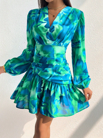 Floral Dreams: Tie Dye Lantern Sleeve Dress