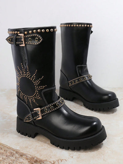 Studded Chic: Women's Belted Cowboy Boots for a Bold Style Statement