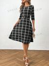 Chic and Classic: Women's Plaid Belted Dress