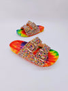 Street Chic Graffiti Double-Buckle Slippers: Stylish Comfort for Leisure and Vacation