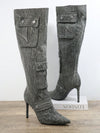 Camouflage Chic: Pointed Toe Stiletto Heeled Boots