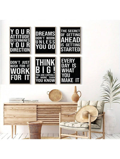 Motivational Office Poster Set: Modern Art Designs for Living Room and Classroom Decor