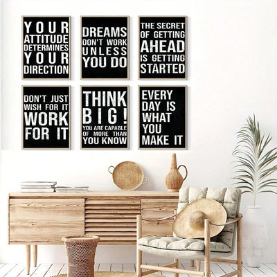 Motivational Office Poster Set: Modern Art Designs for Living Room and Classroom Decor