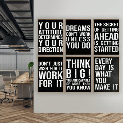 Motivational Office Poster Set: Modern Art Designs for Living Room and Classroom Decor