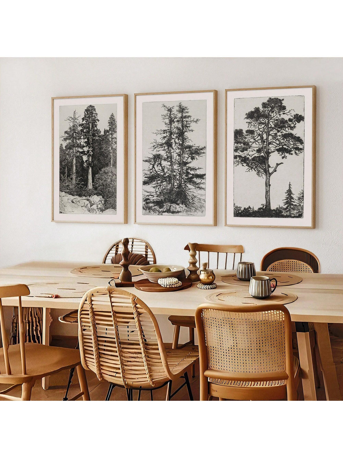 Enhance your home decor with our Vintage Forest Sketch Set. This set of 3 antique tree drawings adds a touch of nature to any room. Professionally drawn and printed on high-quality paper, these botanical art prints bring the beauty of the outdoors inside. Frame not included.