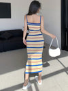 Sunny Days Ahead: Stripe Ribbed Knit Spaghetti Strap Dress