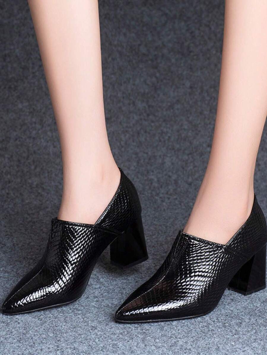 Front view 1 of Stylish Pointed Toe Chunky Heel Pumps for Women - Comfortable High Heels for Spring, Summer, and Autumn for shoes styling