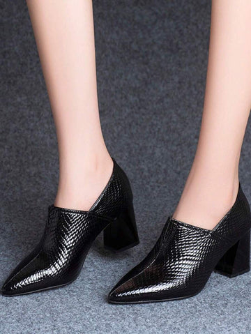 Front view 1 of Stylish Pointed Toe Chunky Heel Pumps for Women - Comfortable High Heels for Spring, Summer, and Autumn for shoes styling