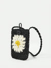 Beach Chic: Crochet Color Block Flower Crossbody Bag for Summer Vacations