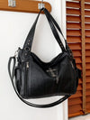 Punk Goth American Style: Large Capacity Black Leather Shoulder Bag