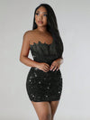 Glamour Girl Rhinestone Ruched Bodycon Dress