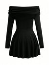 Chic Off-Shoulder Long Sleeve Dress for Women - Perfect for any Occasion