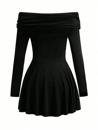 Chic Off-Shoulder Long Sleeve Dress for Women - Perfect for any Occasion