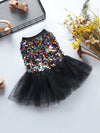 Christmas Party Sparkle: Glittery Splice Pet Skirt Dress