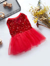 Christmas Party Sparkle: Glittery Splice Pet Skirt Dress