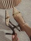 Vintage Chic: Retro Embroidery High Heels with Fashion Buckle Ankle Strap