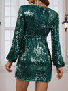 Shine Bright in the Glamour Sequin Lantern Sleeve Dress