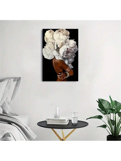 Modern Abstract Floral Girl Canvas Wall Art for Bedroom and Living Room