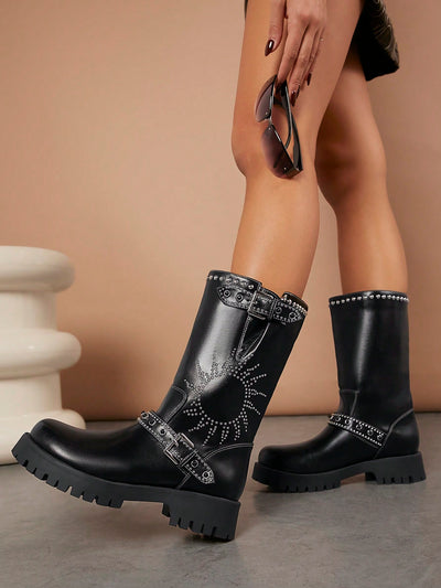 Studded Chic: Women's Belted Cowboy Boots for a Bold Style Statement