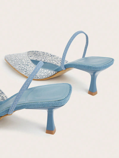 Sparkling Blue High Heel Sandals: Perfect for Weddings, Parties, and More