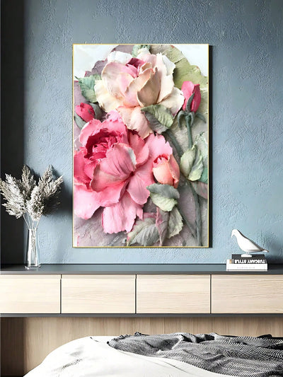 Flower Thick Oil Painting Canvas Wall Art - Elegant Décor for Any Room