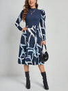 Elegantly Bold: Striped Pattern Leg Of Mutton Sleeve Dress