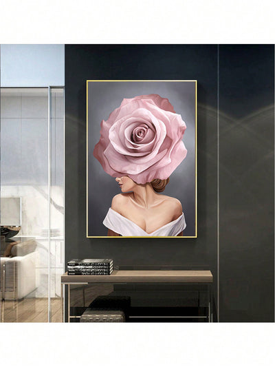 Modern Floral Lady Posters: Pink & White Canvas Art Set for Living Room Wall Decor