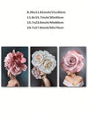 Modern Floral Lady Posters: Pink & White Canvas Art Set for Living Room Wall Decor