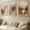 Gorgeous Golden Cloud Canvas Wall Art Set - 3pcs Modern Abstract Paintings for Home or Office Décor