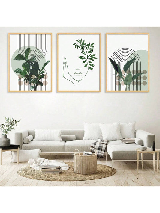 Introduce a touch of modern elegance into your home decor with this exquisite art print set featuring abstract green plant and people designs. Showcasing an expertly crafted composition, these prints will add a sophisticated touch to any room. Elevate your space with this unique and contemporary art set.